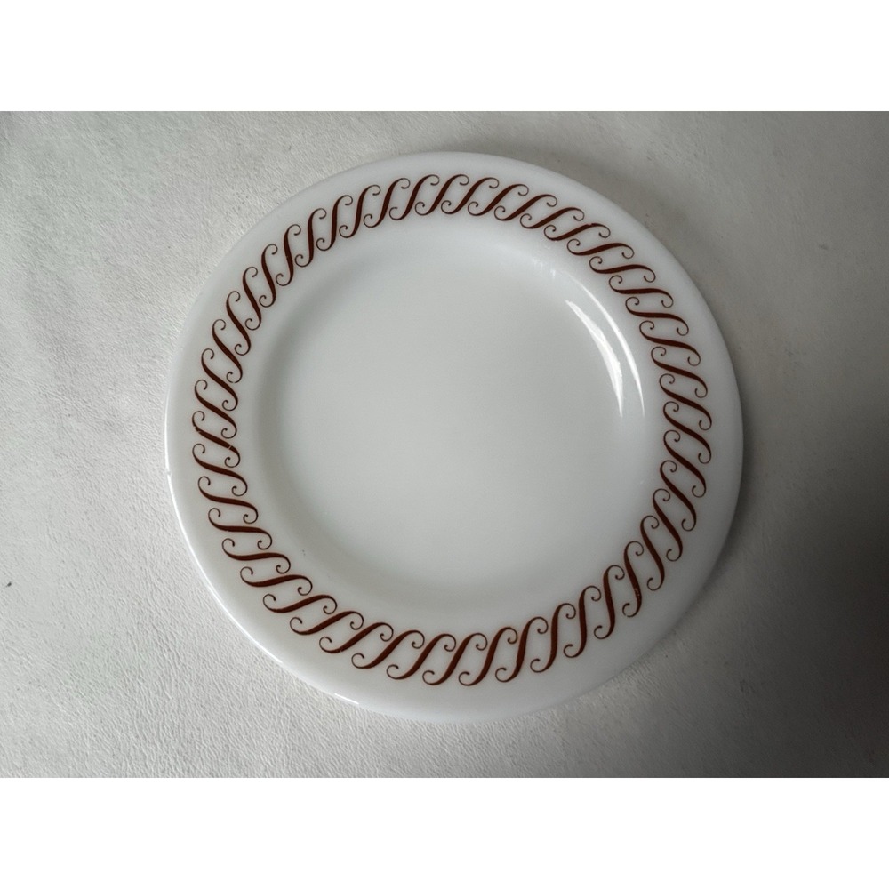 Vtg Pyrex Tableware Corning Brown Regency S Scroll 713-14 5.5" Dessert Plate